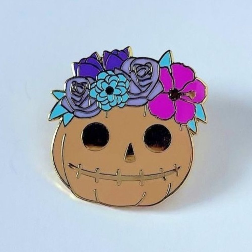 JackOLantern flower pin pumpkin floral Halloween